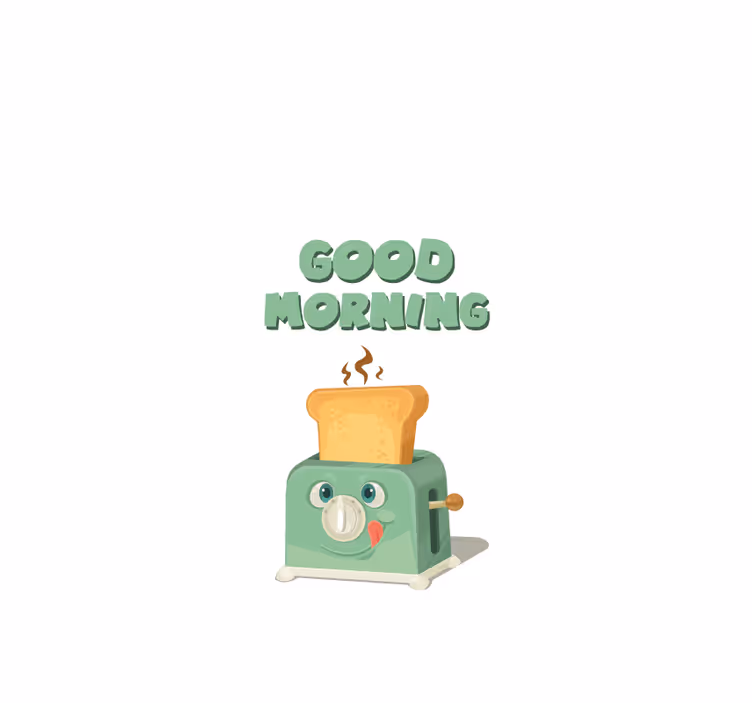 God morgen med brødrister rullegardin kjøkken - Tenstickers