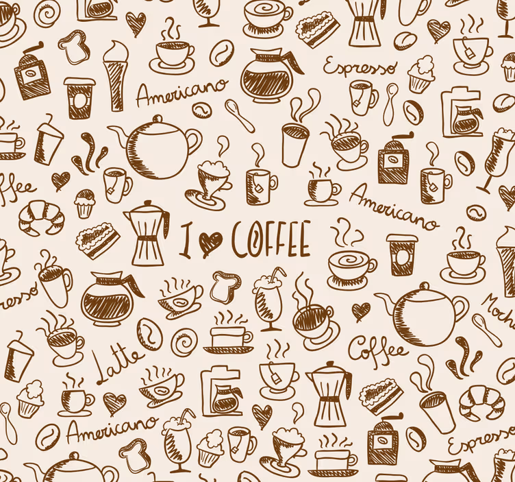 Kaffemønster rullegardin kjøkken - Tenstickers