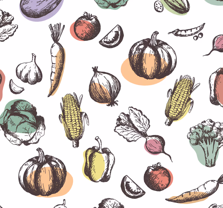Ingredienser mønster retro stil rullegardin kjøkken - Tenstickers