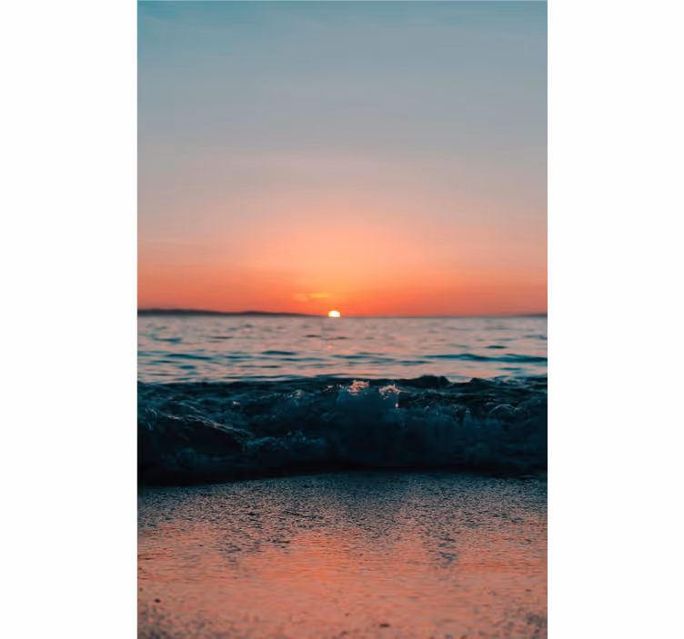 Solnedgang på en strand rullegardin bad - Tenstickers