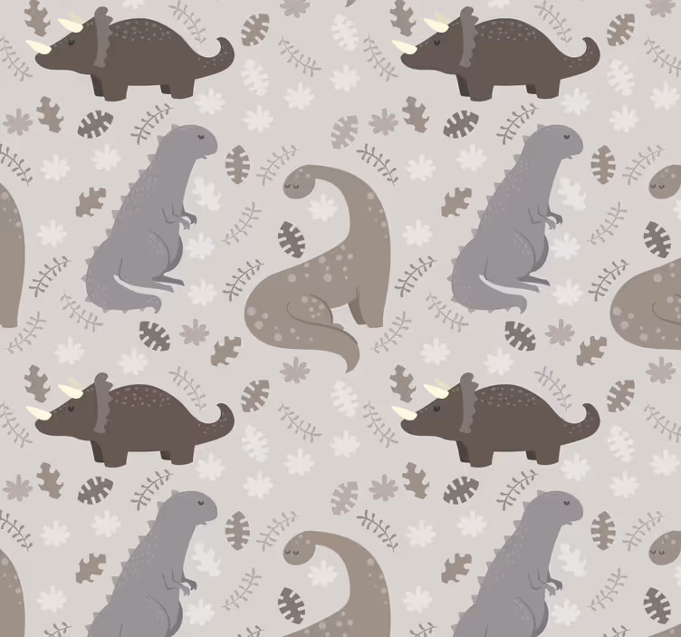 Grått mønster rullegardin dinosaur - Tenstickers