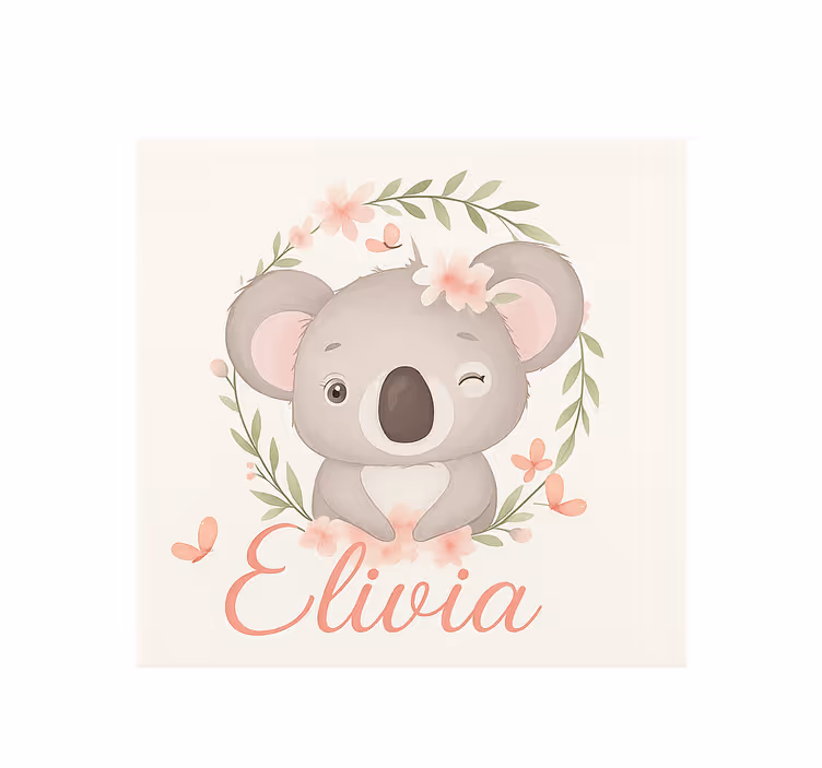Koala med navn rullegardin personlig - Tenstickers