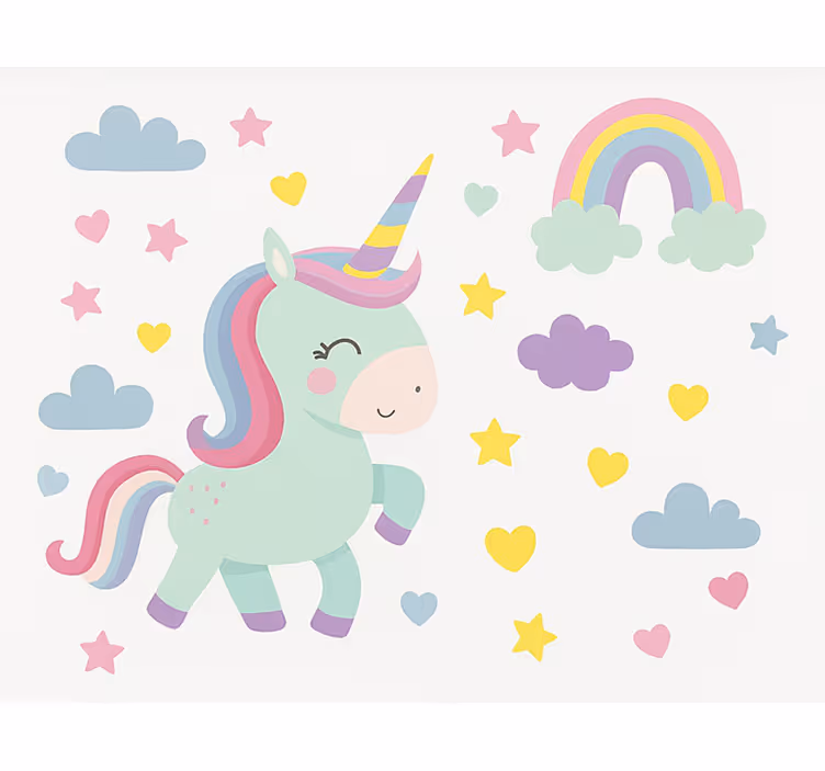 Fargerik enhjørningsdesign rullegardin barn - Tenstickers