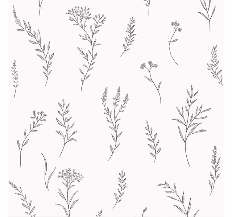 Hvit farge med planter rullegardin ekteskap - Tenstickers