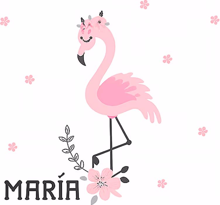 Rosa flamenco med navn rullegardin barn - Tenstickers