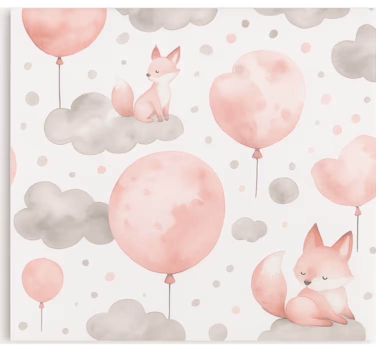 Pastellballonger og skyer rullegardin barn - Tenstickers