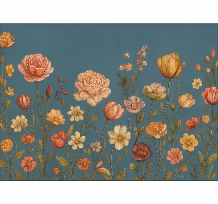 Jordaktig blomstereng rullegardin ekteskap - Tenstickers