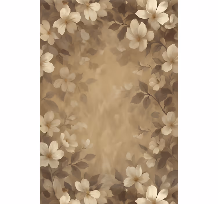 Beige malte blomster rullegardin stue - Tenstickers
