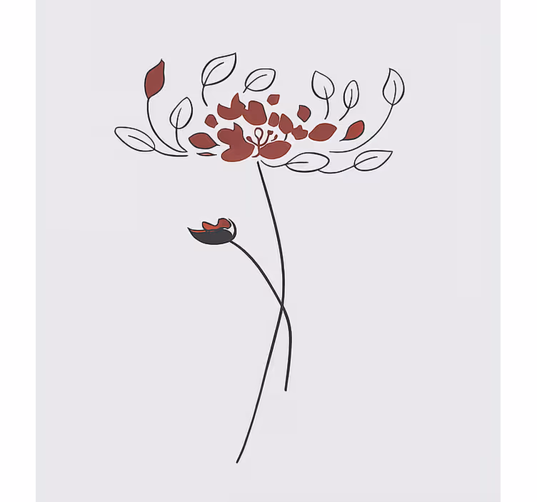 Minimalistisk botanisk skisse rullegardin barn - Tenstickers