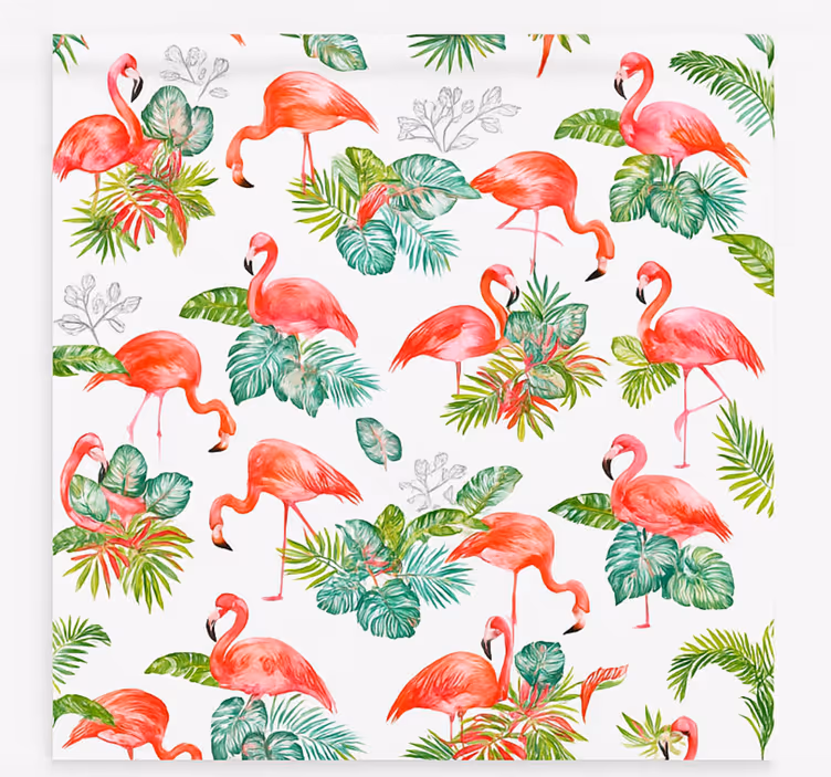 Flamingo tropisk mønster rullegardin kjøkken - Tenstickers