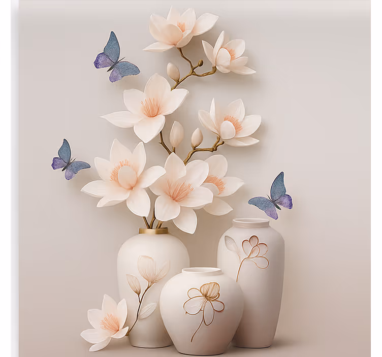 3d-blomsterkunst rullegardin stue - Tenstickers