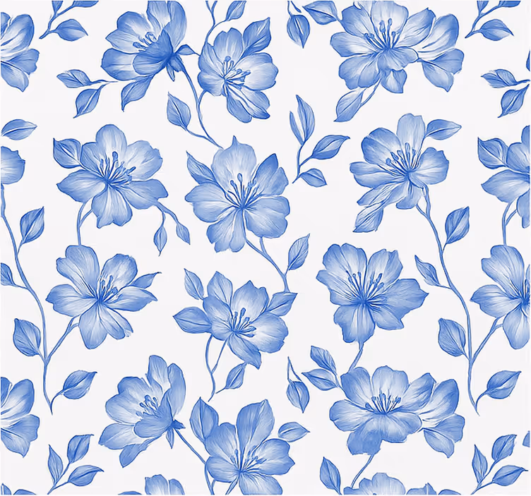Blå og hvite blomster rullegardin ekteskap - Tenstickers