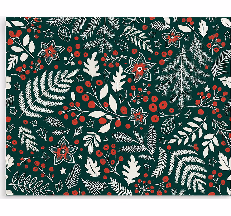 Blomstermønster i julen rullegardin stue - Tenstickers