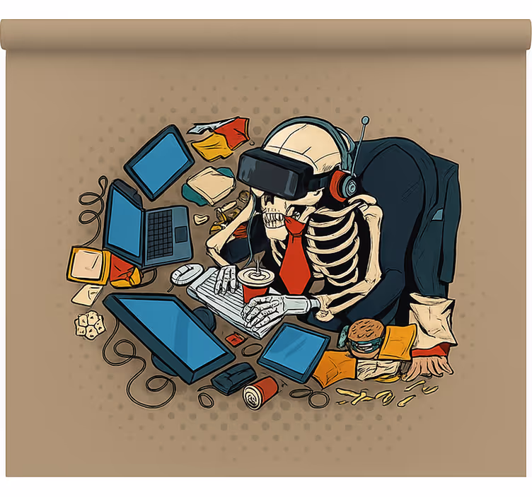 Skjelett retro-gamer rullegardin nerdere - Tenstickers