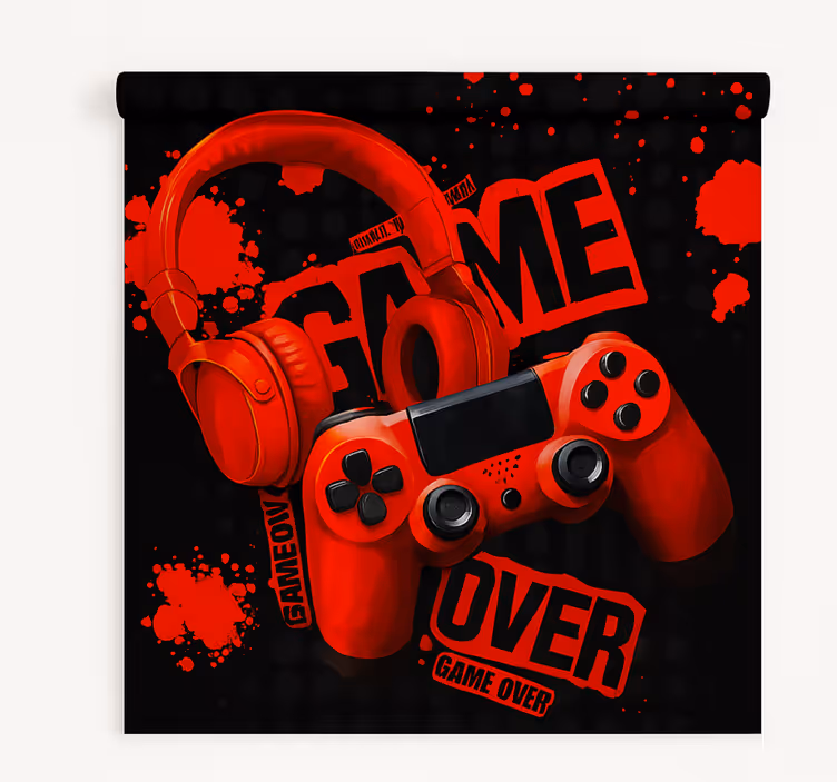 Røde hodetelefoner game over rullegardin nerdere - Tenstickers