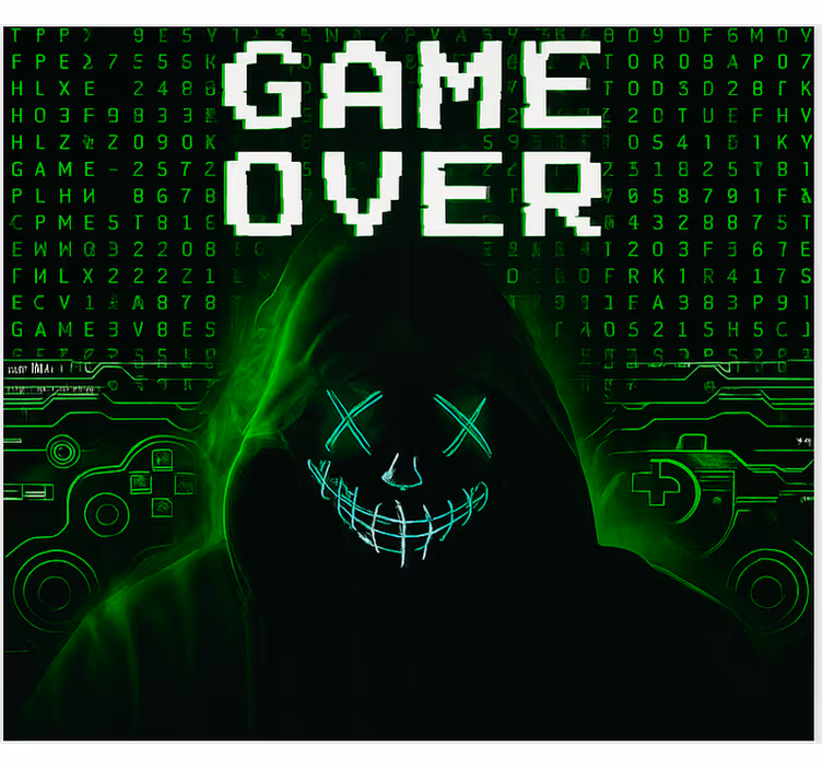 Maskert hacket game over rullegardin nerdere - Tenstickers