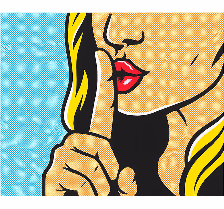 Pop art-jente som hysjer rullegardin ungdom - Tenstickers