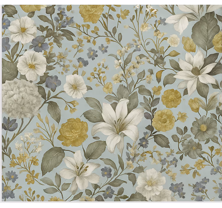 Olivenfargede blomster rullegardin spiserom - Tenstickers