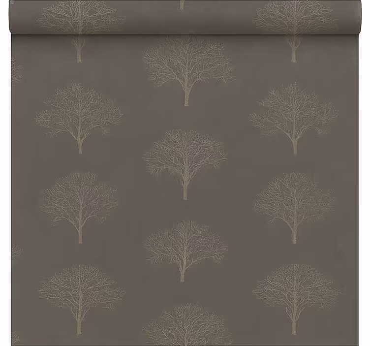 Beige svarte skogstrær rullegardin spiserom - Tenstickers
