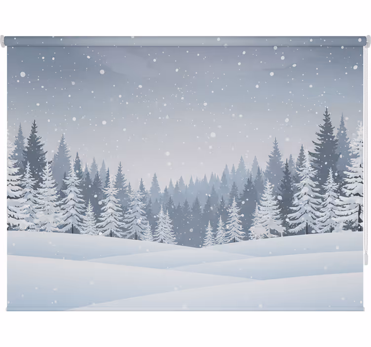 Rullegardin nordisk vinterforestscene - Tenstickers