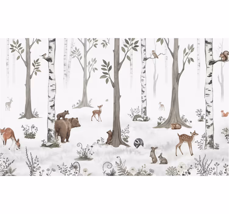 Rullegardin trær lekne skisser av skog - Tenstickers