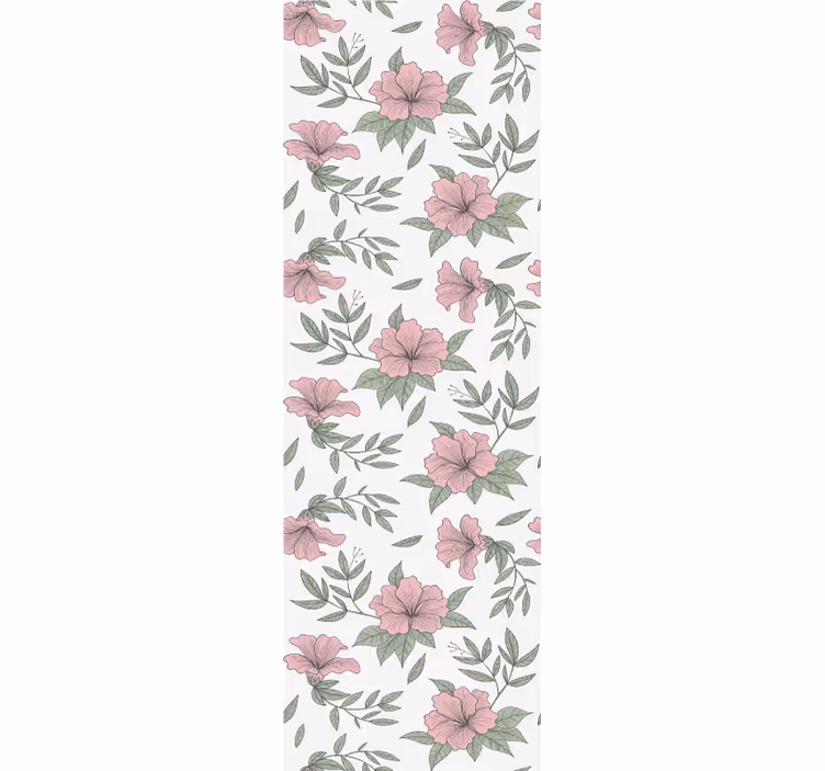 Rullegardin spisestue med rosa blomsterdesign - Tenstickers