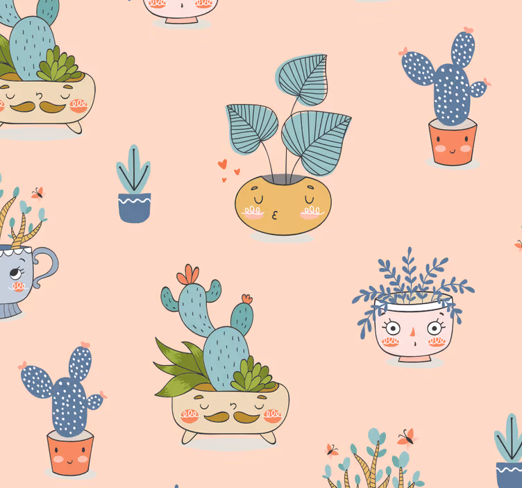 Rullegardin spisestue animerte plantepotter - Tenstickers