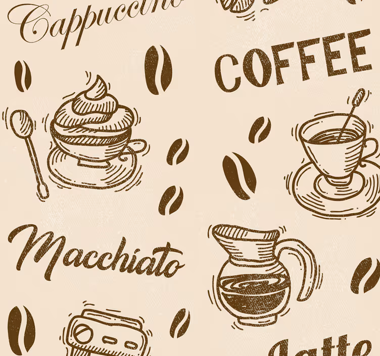 Rullegardin kjøkken kaffetyper design - Tenstickers