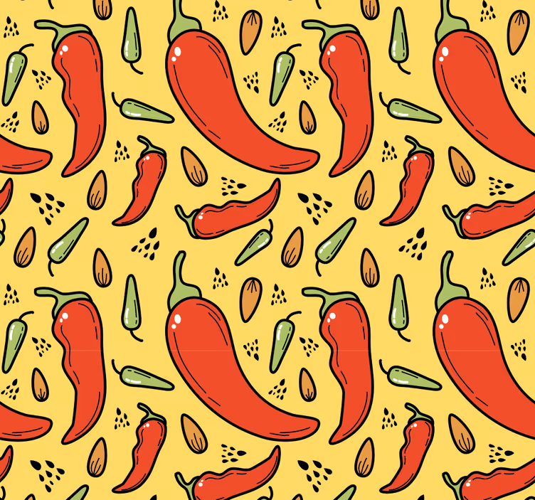 Rullegardin kjøkken rød og grønn chili - Tenstickers