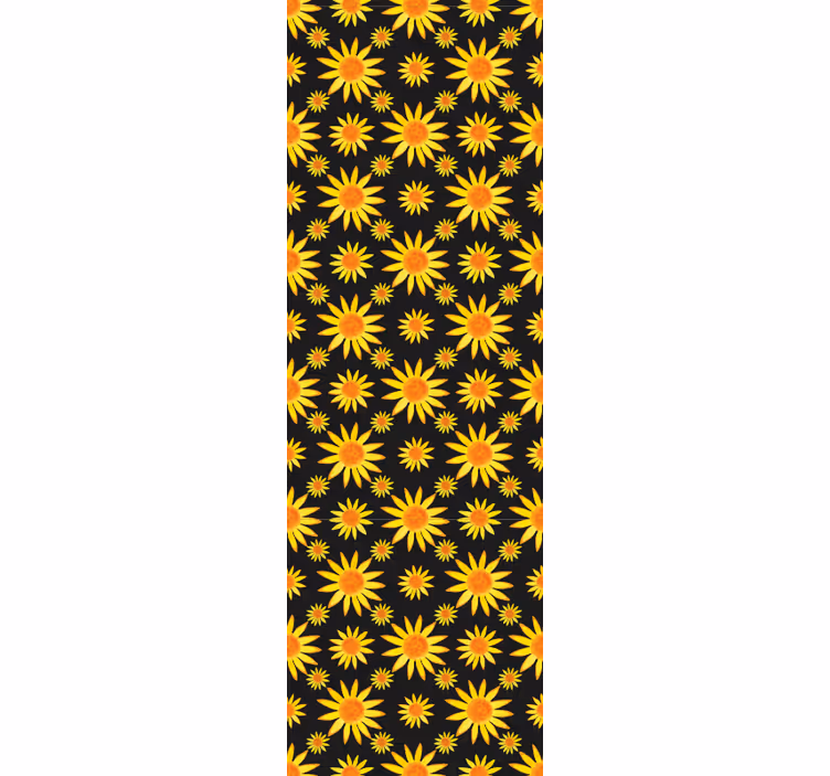 Rullegardin spisestue solblomst svart bakgrunn - Tenstickers