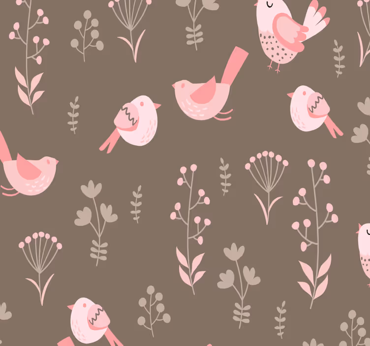 Rullegardin spisestue vintage rosa fugler - Tenstickers