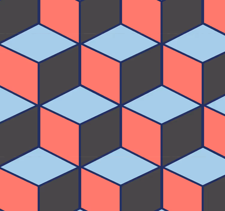 Rullegardin spisestue geometriske firkanter 3d - Tenstickers