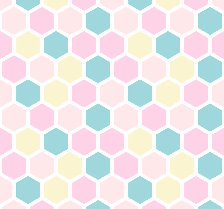 Rullegardin spisestue geometrisk mønster og pastellfarger - Tenstickers