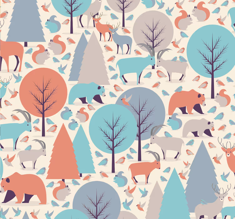 Rullegardin barn nordisk skogscene - Tenstickers