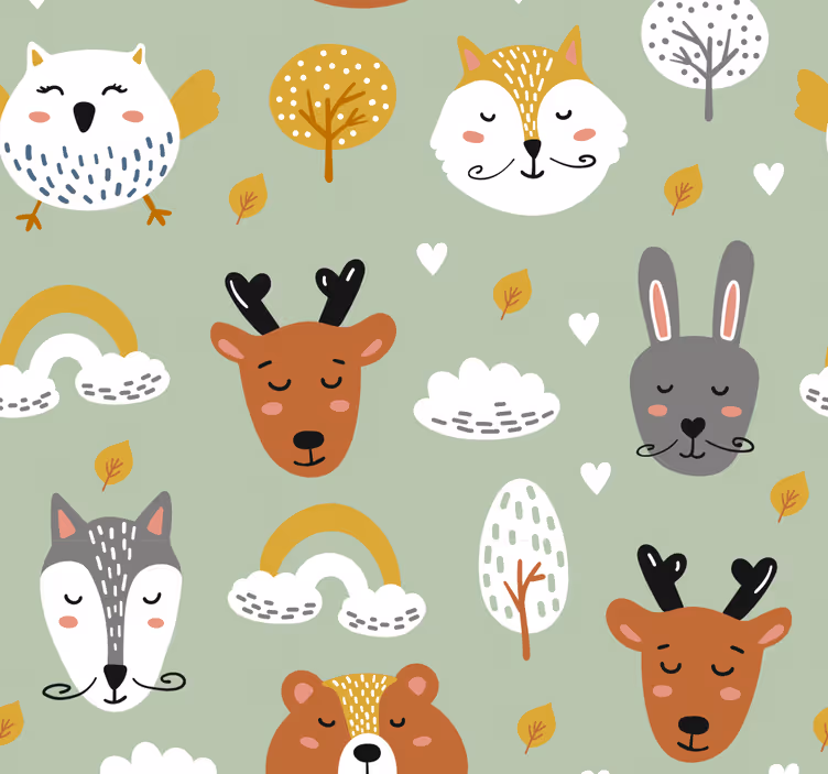 Rullegardin barn med skandinaviske skogsdyr - Tenstickers