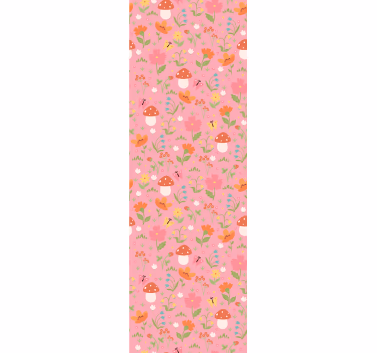 Rullegardin barn med blomster og sopper mønster - Tenstickers