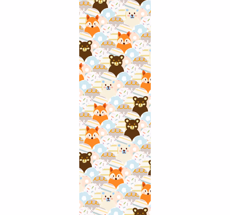 Rullegardin barn med patchwork bjørn og rev design - Tenstickers