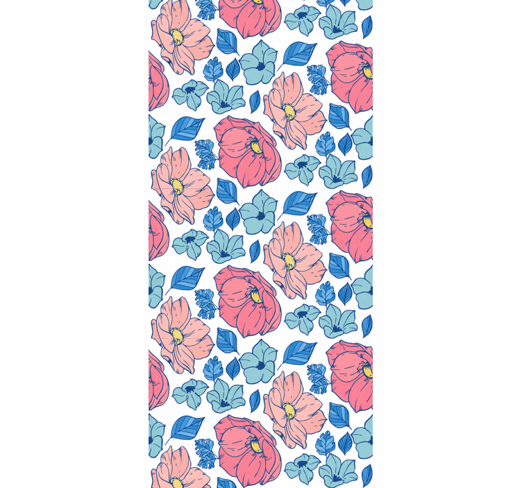 Rullegardin barn med delikate rosa og blå blomster - Tenstickers