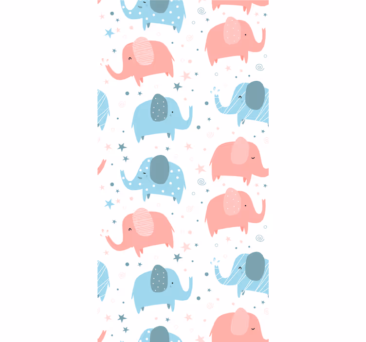 Rullegardin barn elefant rosa og blå - Tenstickers