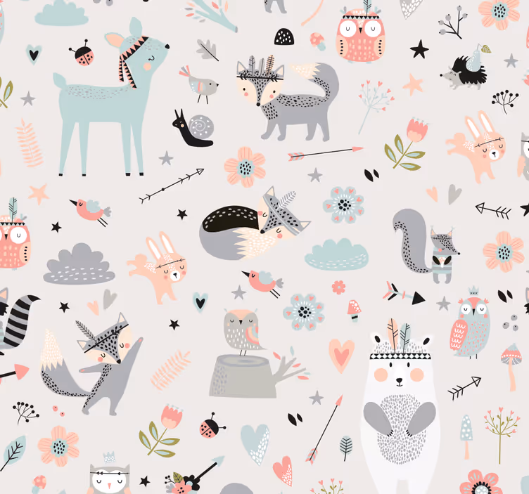 Rullegardin barn nordisk stil rosa skog - Tenstickers