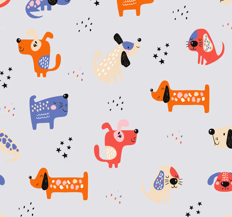 Rullegardin barn med illustrerte hunder - Tenstickers