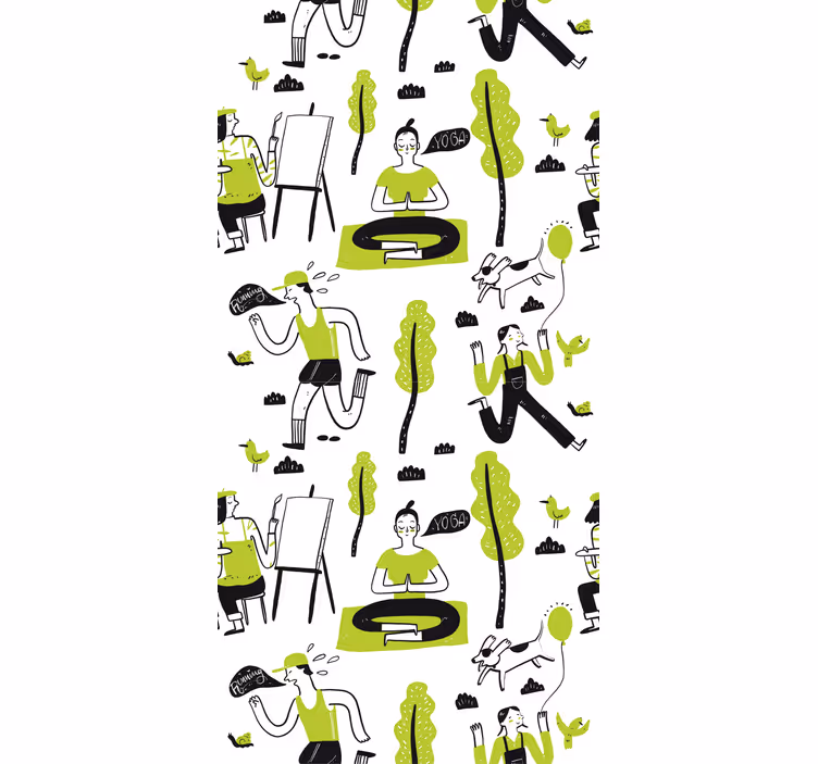 Rullegardin kontor sunn livsstil doodlesett - Tenstickers