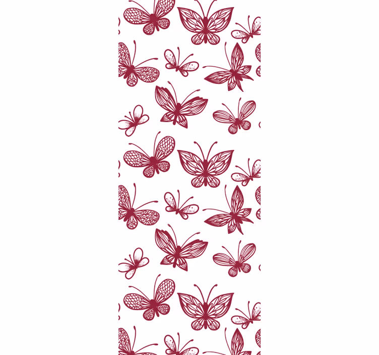 Rullegardin ungdom med elegant rødt sommerfugl mønster - Tenstickers
