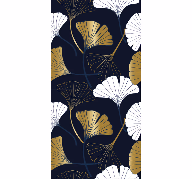 Rullegardin moderne med preget ginkgo-blader - Tenstickers