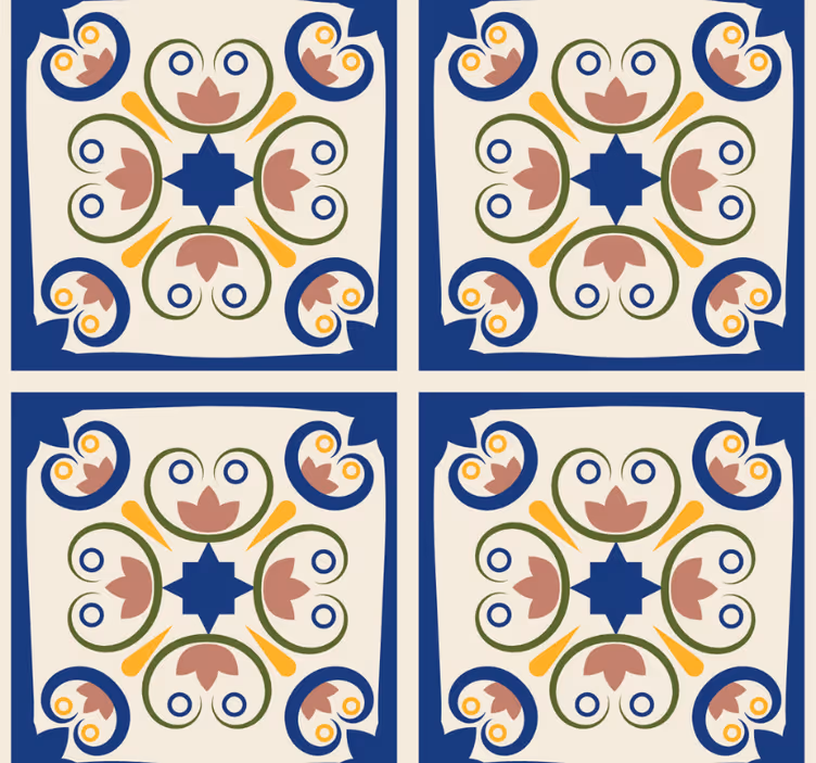 Rullegardin moderne rosa blomster portugisisk flis - Tenstickers