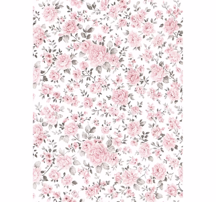 Rosa rullegardin med gamle retro blomster - Tenstickers