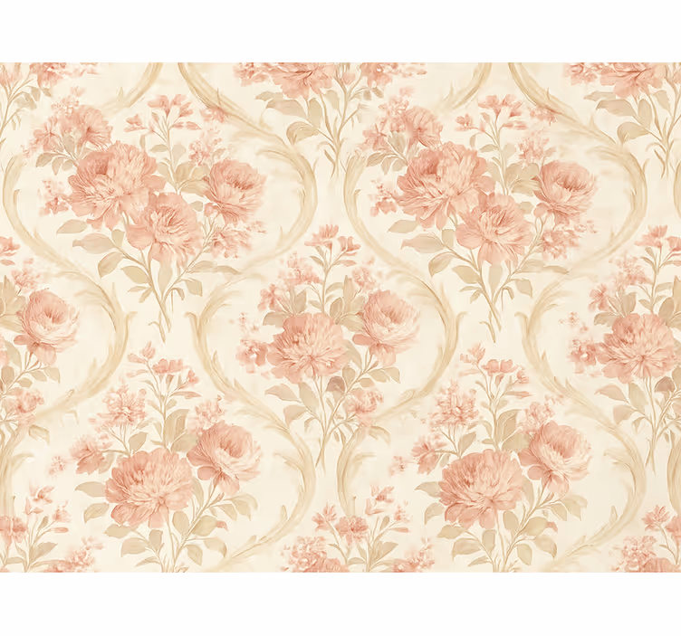 Rosa rullegardin med vintage lysvasket blomsterdesign - Tenstickers
