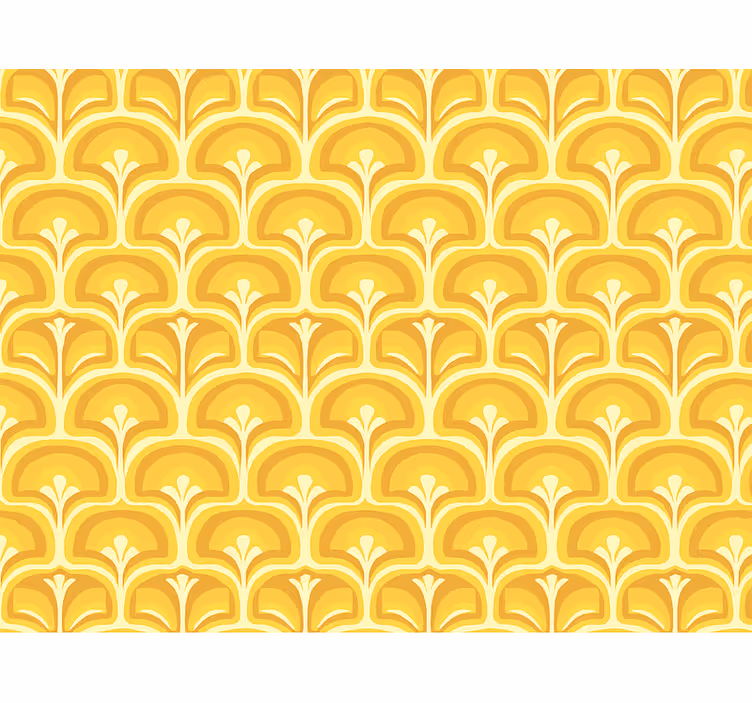 Rullegardin gul retro 70-talls gule figurer - Tenstickers