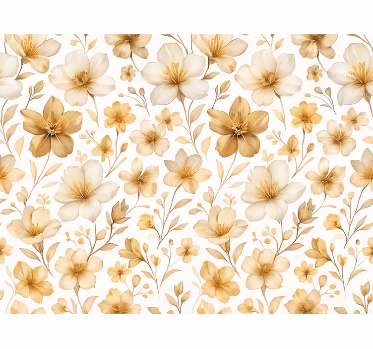 Rullegardin gul med realistisk blomstermønster - Tenstickers