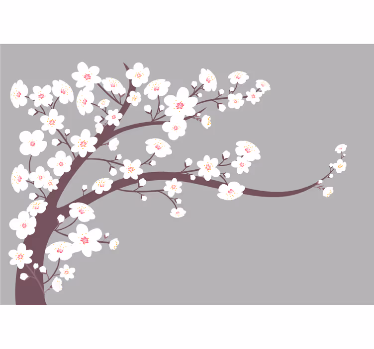 Rullegardin kjøkken hvite blomster på grå bakgrunn - Tenstickers